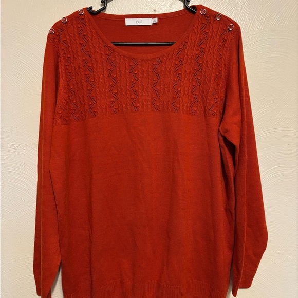 ISLE Vibrant Orange Knit Sweater - Picture 1 of 8